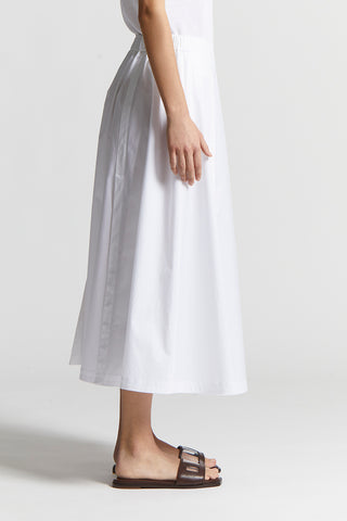 Lightweight stretch cotton satin skirt