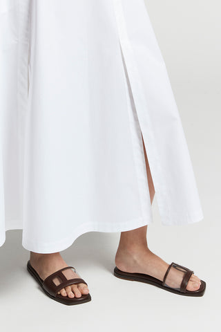 Lightweight stretch cotton satin skirt