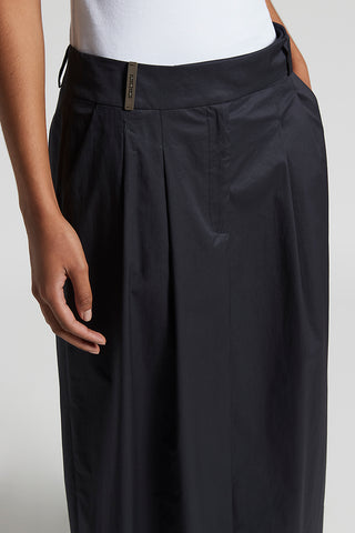 Lightweight stretch cotton satin long skirt