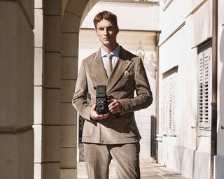 Two-way stretch wool canvas blazer