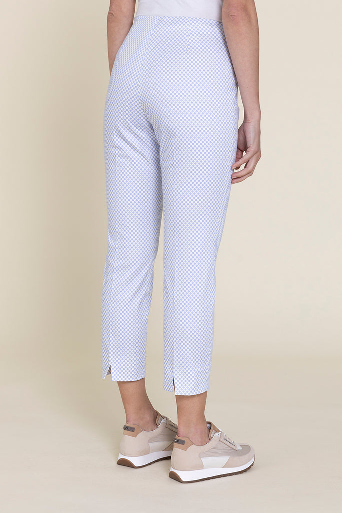 Dots printed stretch cotton satin trousers  