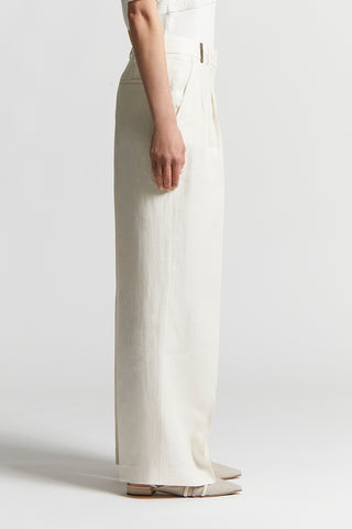 Plain linen gabardine trousers