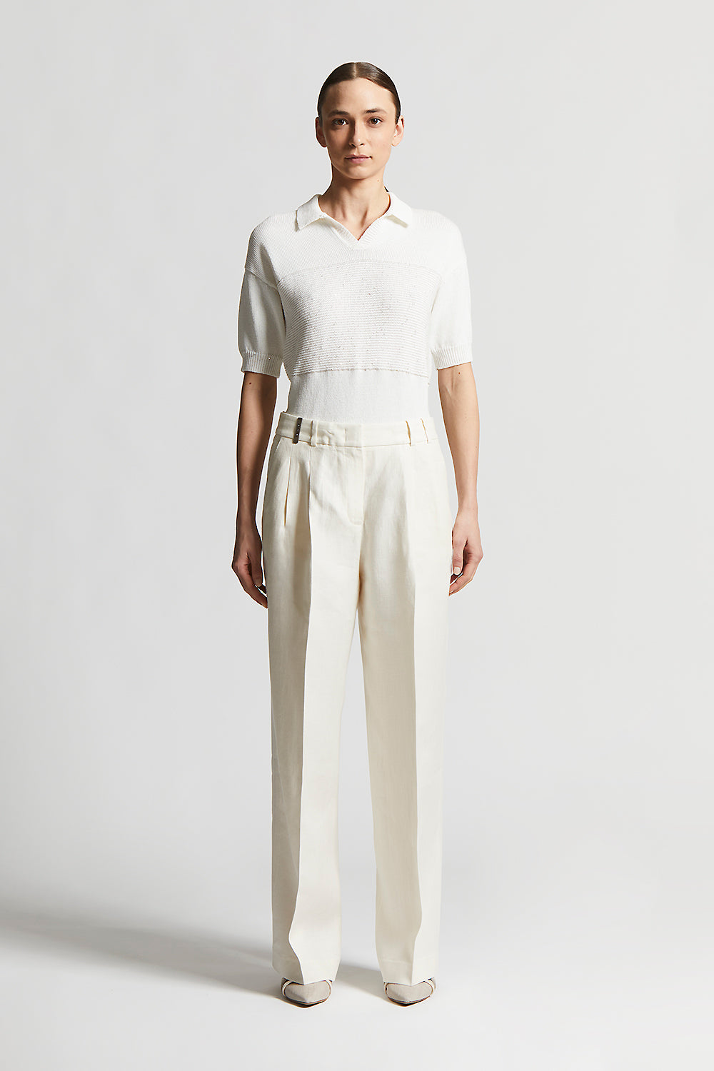 Plain-coloured pure linen gabardine waistcoat | Peserico
