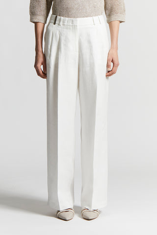 Plain linen gabardine trousers