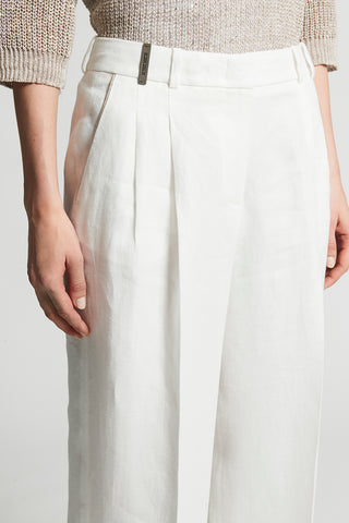 Plain linen gabardine trousers