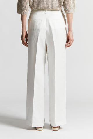 Plain linen gabardine trousers