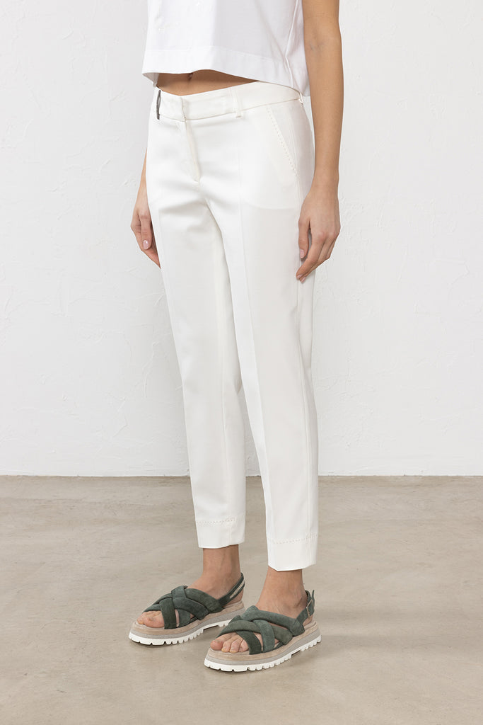 Cotton and viscose stretch canvas trousers  