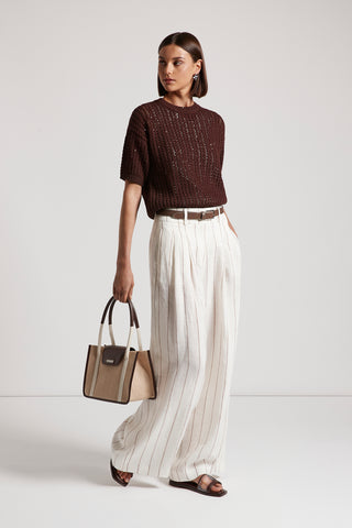 Pinstripe linen palazzo trousers