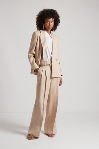 Pure linen melange gabardine trousers