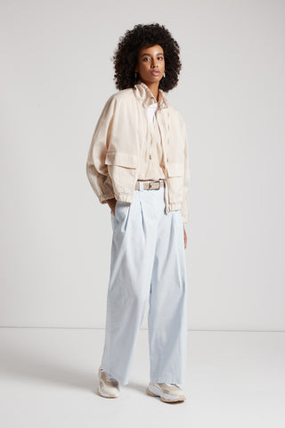 Stretch slub cotton trousers