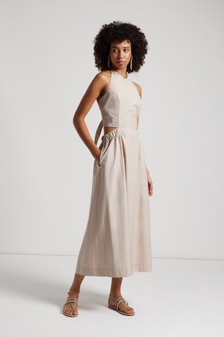 Long dress in technical cotton