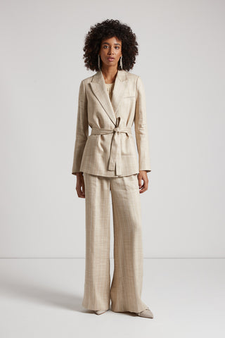 Pinstripe blazer with belt and Punto Luce