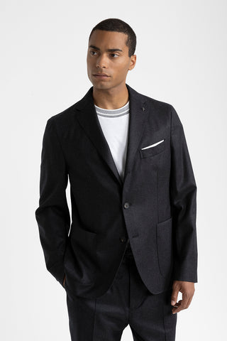 Pure new wool flannel single-breasted blazer  