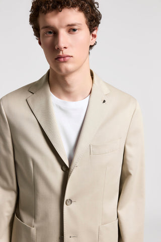 Single-breasted blazer in cotton-blend twill