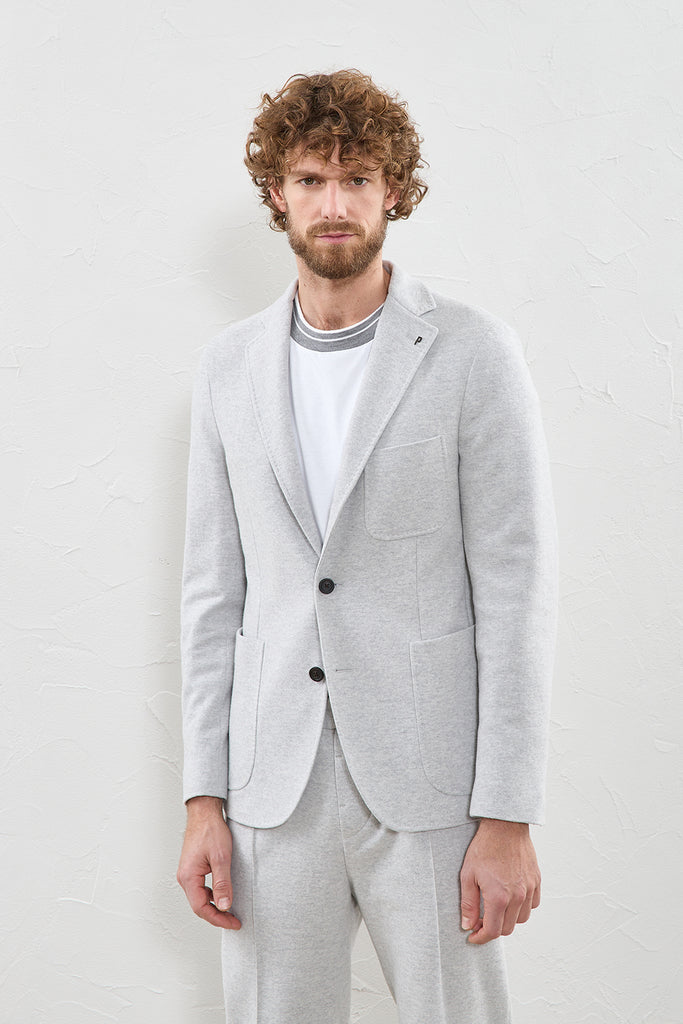 Blazer in soft cotton and wool jersey  