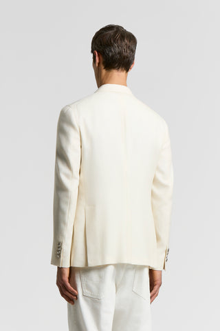 Double-Breasted Blazer in Wool, Silk, and Linen