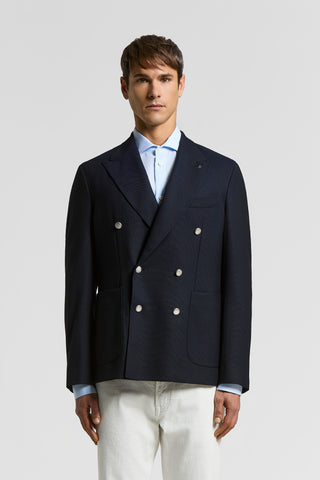 Double-Breasted Wool Hopsack Blazer