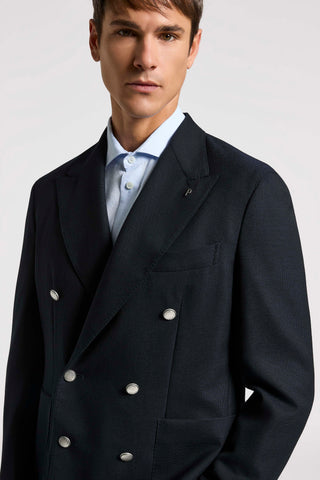 Double-Breasted Wool Hopsack Blazer