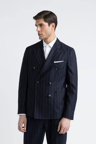 Pinstripe wool double-breasted blazer  