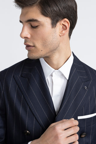 Pinstripe wool double-breasted blazer  