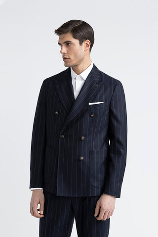 Pinstripe wool double-breasted blazer  