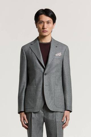 Chaqueta de botonadura simple de franela de pura lana