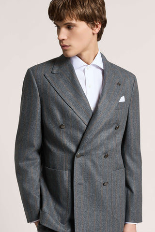 Chaqueta cruzada de franela de pura lana