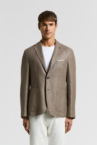 Single-breasted blazer in wool-blend linen