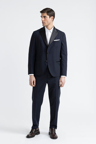 Stretch technical wool single-breasted evening tuxedo  