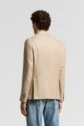 Double-breasted blazer in wool-blend structured fabric