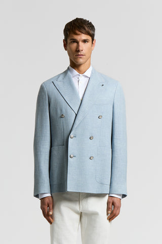 Double-breasted blazer in linen-wool-silk blend