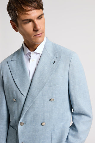 Double-breasted blazer in linen-wool-silk blend