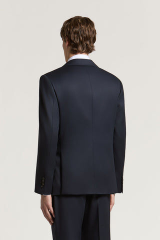 Chaqueta de botonadura simple de gabardina de lana