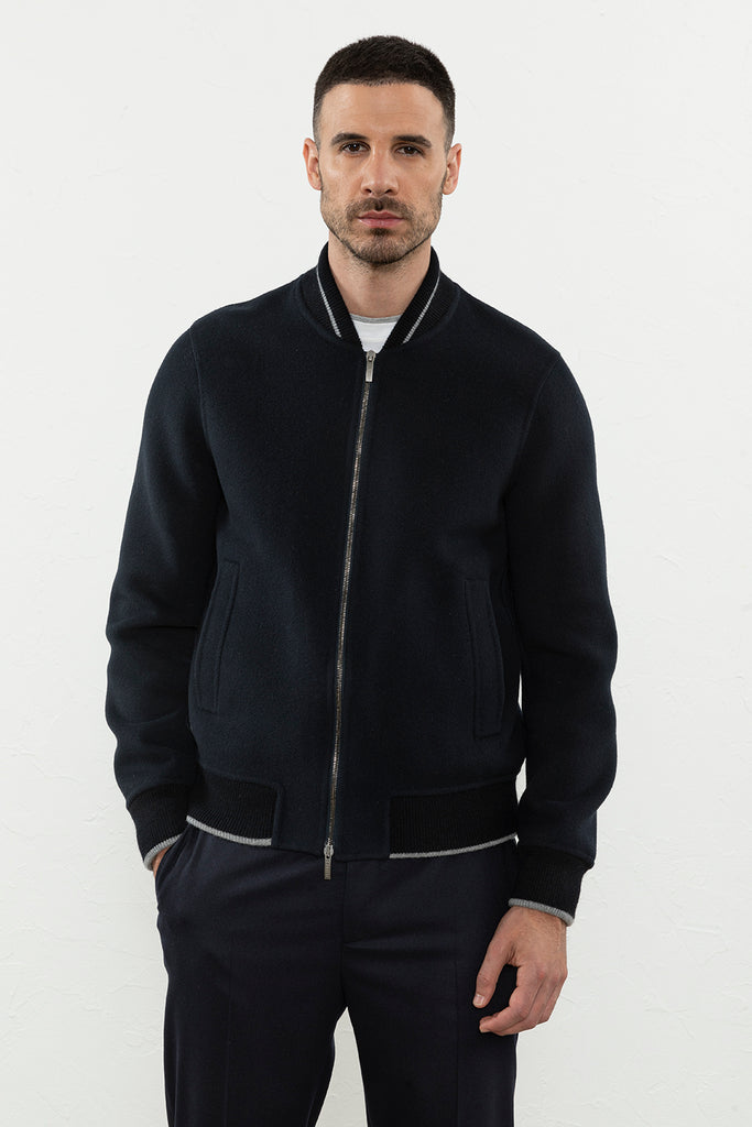 DoDouble-cloth wool and cashmere bomber jacket  