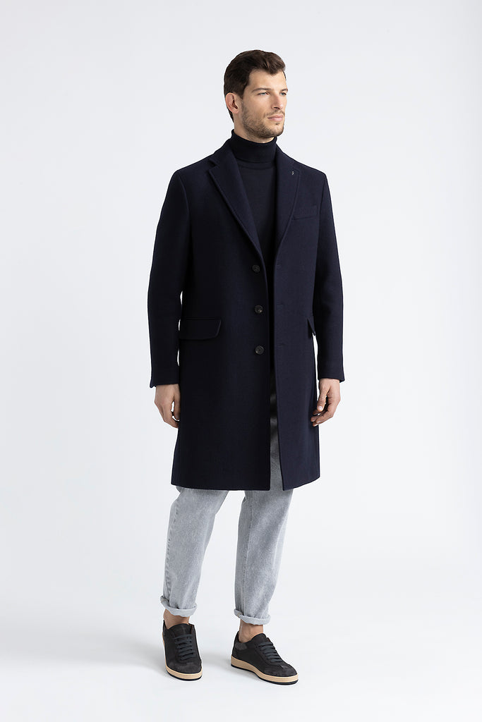 Pure wool single-breasted coat  