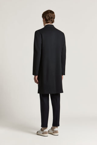 Manteau droit en laine et cachemire mélangés