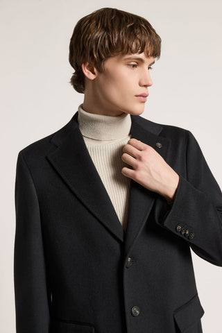 Manteau droit en laine et cachemire mélangés