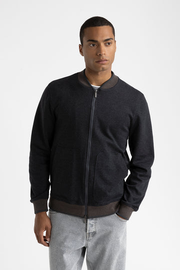 Cotton blend bomber sweatshirt  