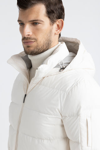 Goose down jacket in anti-drop technical microfiber  