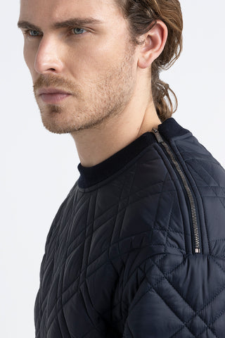 Technical microfibre and jersey quilted sweatshirt  