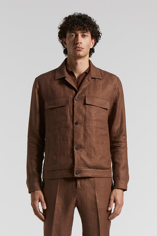 Pure linen gabardine overshirt