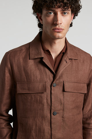 Pure linen gabardine overshirt