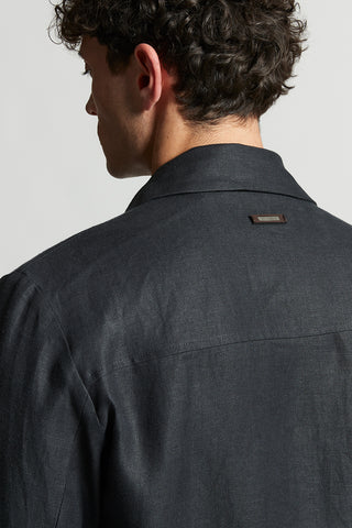 Pure linen gabardine overshirt