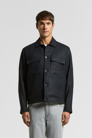 Pure linen gabardine overshirt