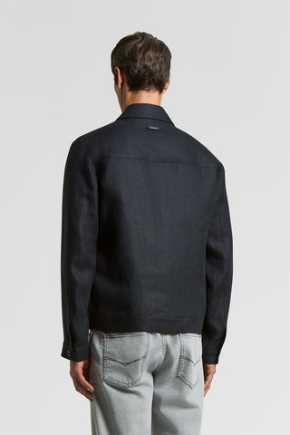 Pure linen gabardine overshirt