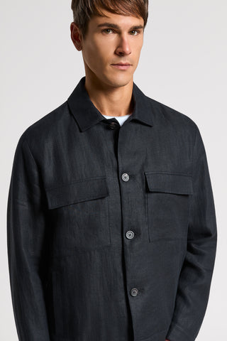 Pure linen gabardine overshirt