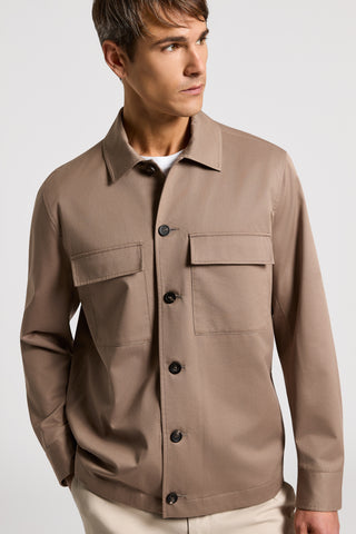 Cotton-blend twill overshirt