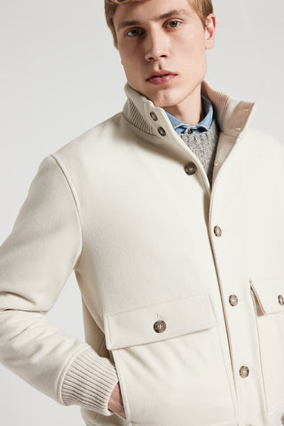 Brushed cotton melange hooded sweatshirt