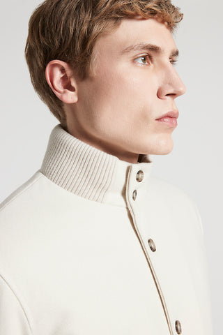 Brushed cotton melange hooded sweatshirt