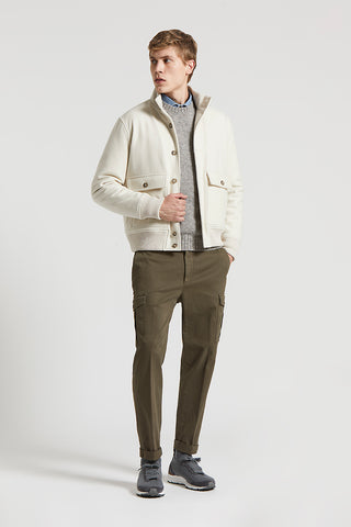 Brushed cotton melange hooded sweatshirt